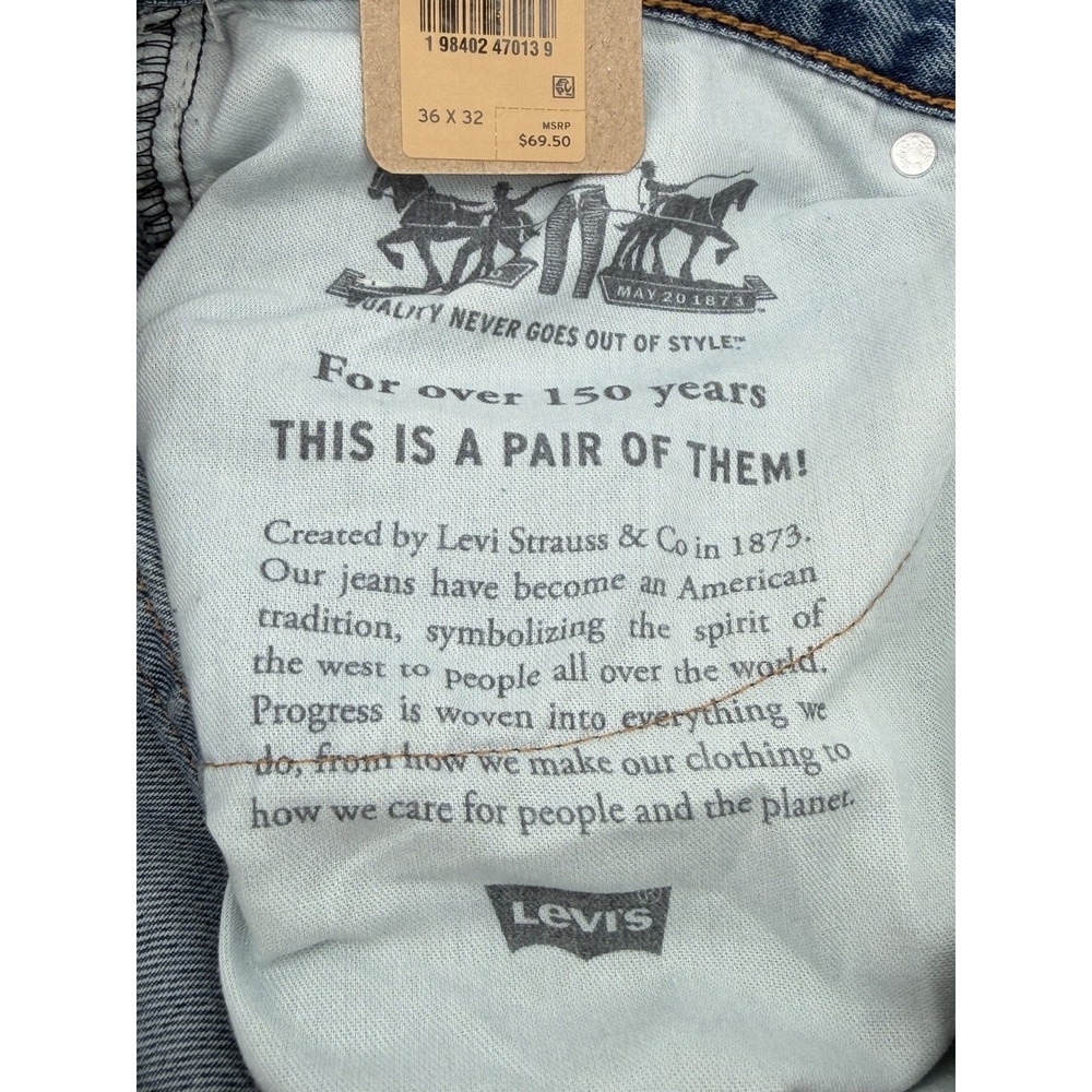 Men's Size 36x32- Levi's 565 '97 Loose Straight Jeans Light Wash Denim A72210013 - Picture 6 of 7
